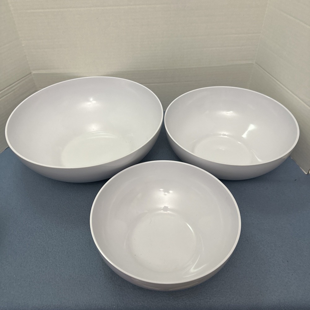 Pottery Barn Al Fresco White 10", 12" & 14" Melamine Mixing & More Bowl Set